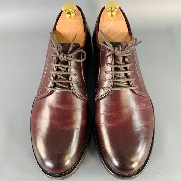 BRUNELLO CUCINELLI Size 8 Burgundy Leather Derby Lace-Up Shoes - Picture 4 of 10